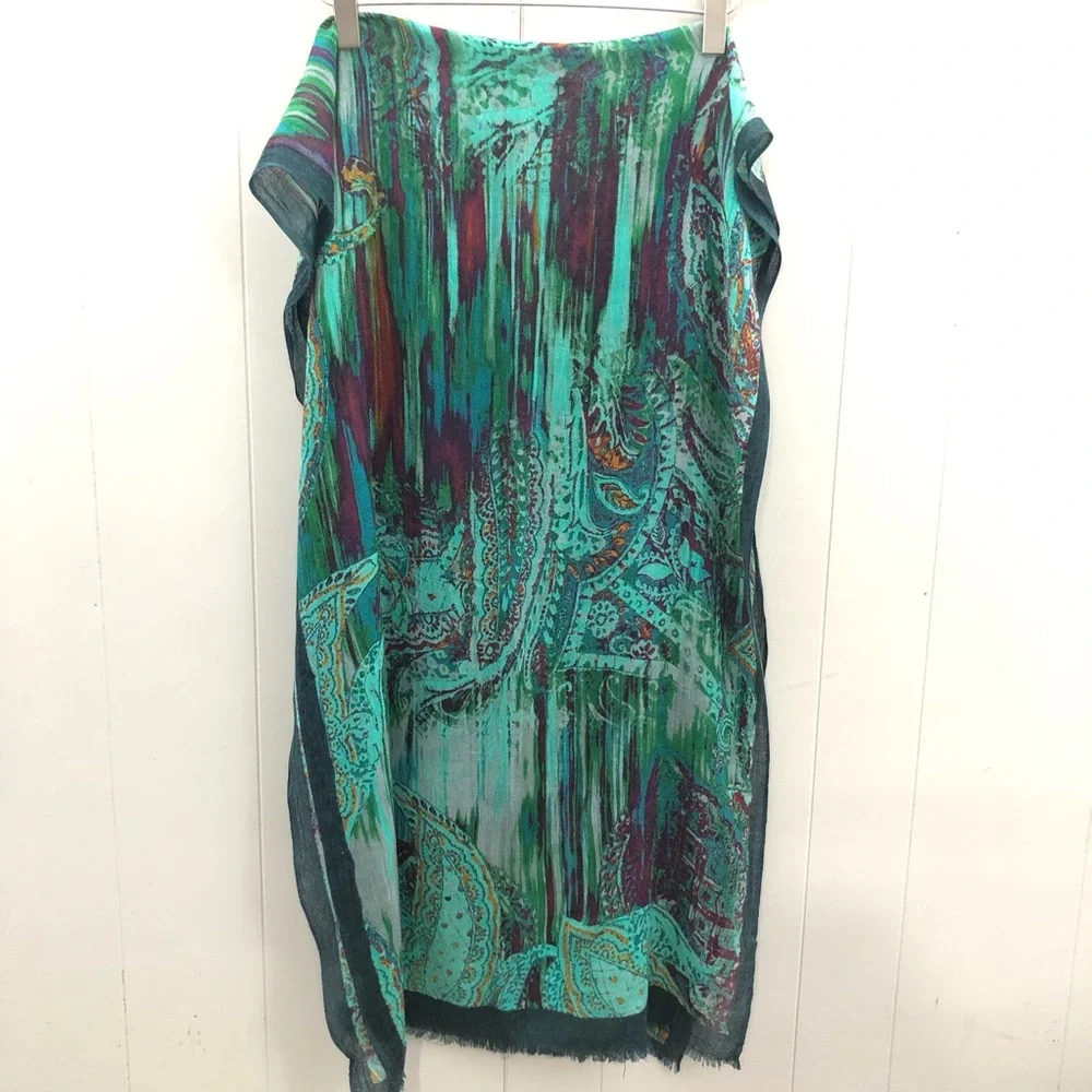 Lightweight Green Paisley Blanket Scarf/Wrap/Shawl - Picture 15 of 15